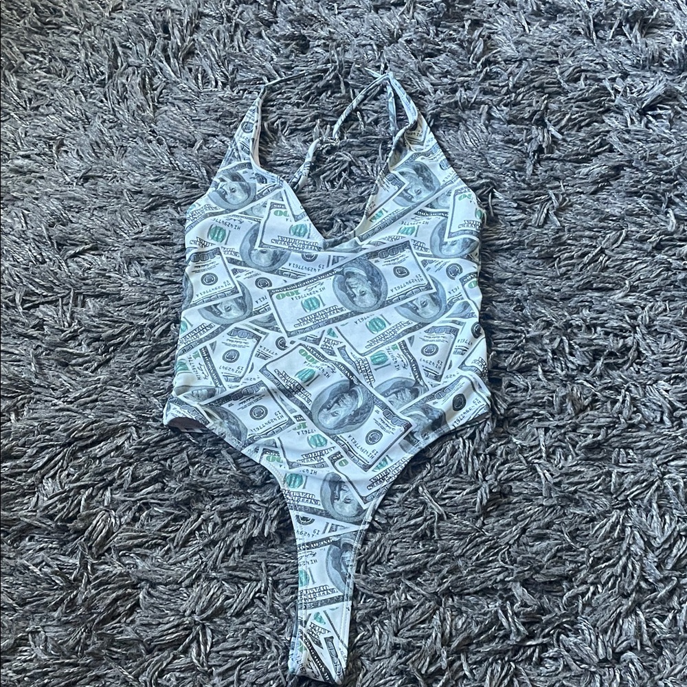 Money Print Bodysuit bathing suit size small